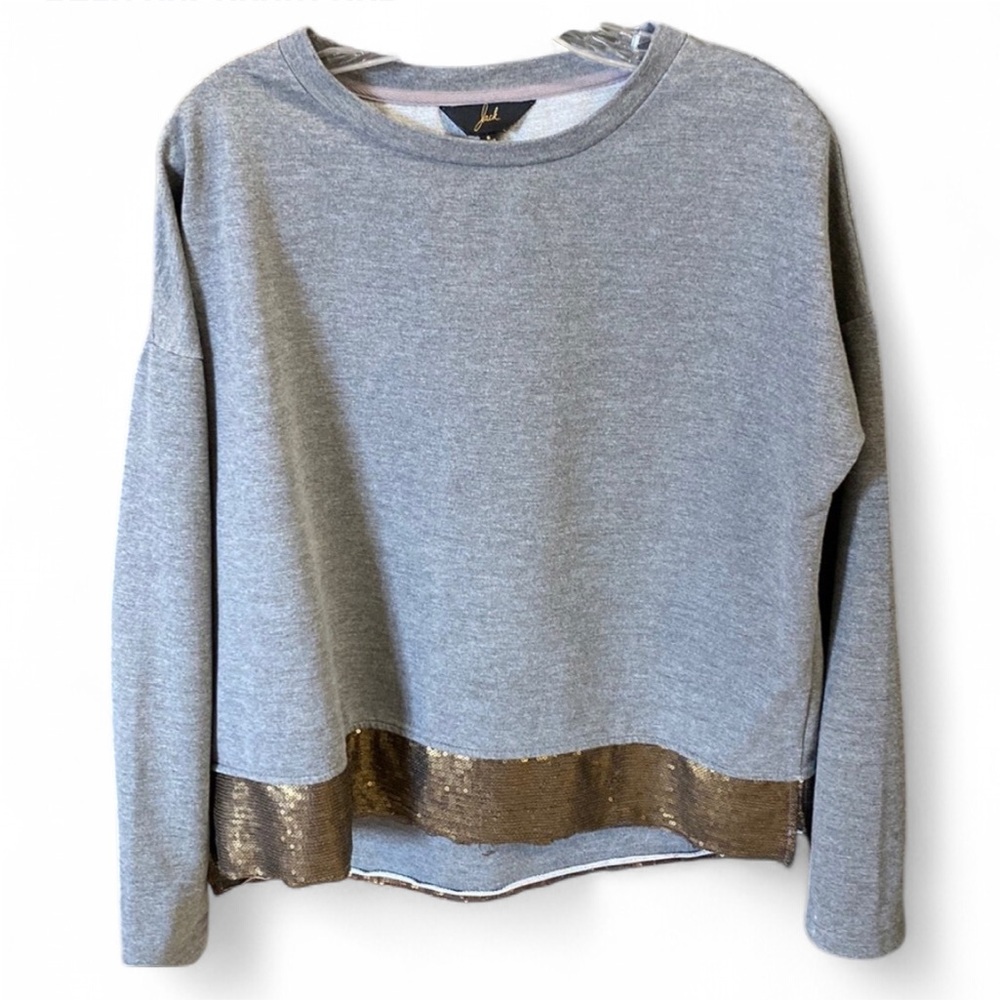 BB Dakota Long Sleeve Grey Crewneck with Gold Sequins